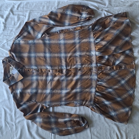 Plaid dress long sleeve button drop waist NWT  PROMESA - Picture 1 of 9